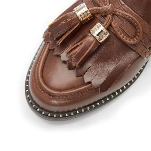 Kinsley W Tan Leather Women Moda In Pelle Flat And Ballerina Shoes