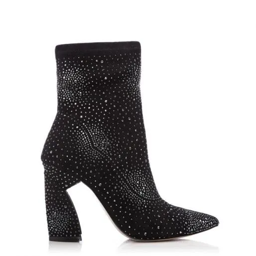 Kora Black Suede Women Moda In Pelle Ankle Boots