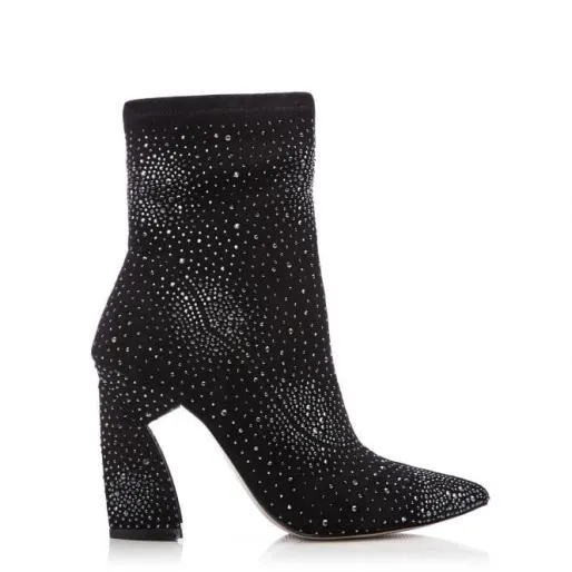 Kora Black Suede Women Moda In Pelle Ankle Boots