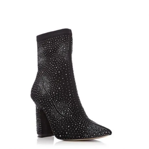 Kora Black Suede Women Moda In Pelle Ankle Boots