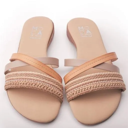 Lagoona Beige Leather Women Moda In Pelle Flat Sandals Lagoona Beige Leather Women Moda In Pelle Flat Sandals