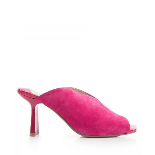 Laryssa Fuschia Suede Women Moda In Pelle Heeled Sandals