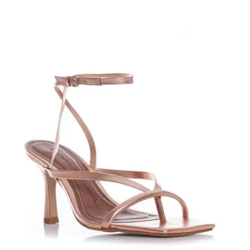 Lexa Rose Gold Metallic Leather Women Moda In Pelle Heeled Sandals Lexa Rose Gold Metallic Leather Women Moda In Pelle Heeled Sandals
