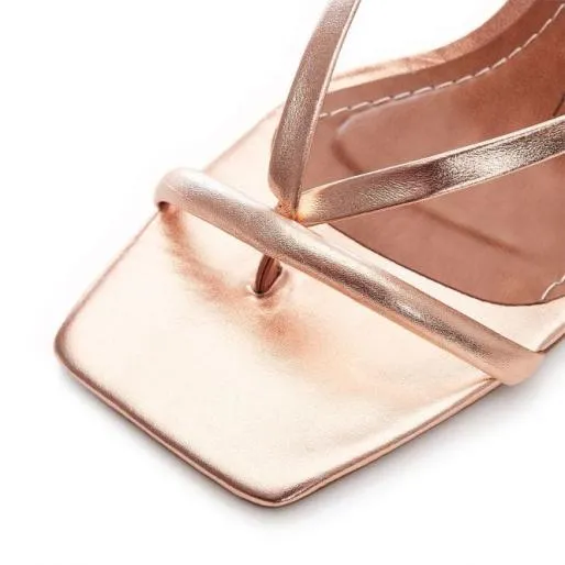 Lexa Rose Gold Metallic Leather Women Moda In Pelle Heeled Sandals Lexa Rose Gold Metallic Leather Women Moda In Pelle Heeled Sandals
