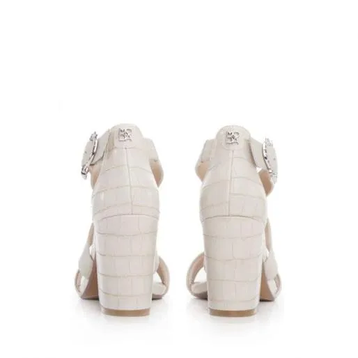 Loral Off White Leather Women Moda In Pelle Heeled Sandals Loral Off White Leather Women Moda In Pelle Heeled Sandals