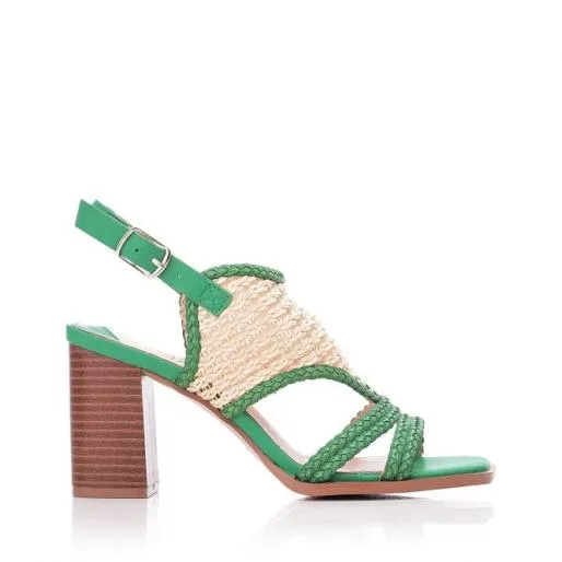 Louanne Green Textile Women Moda In Pelle Heeled Sandals