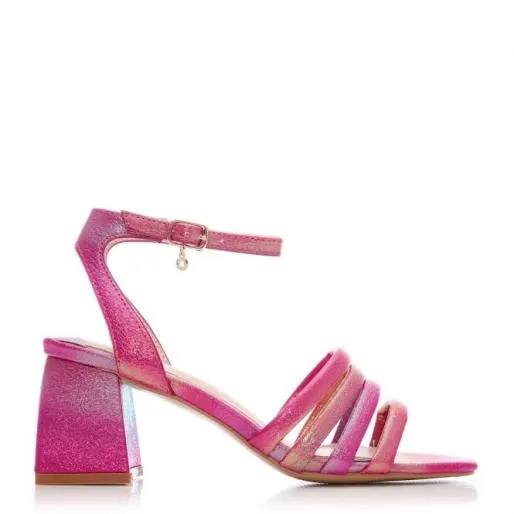 Louiisa Fuschia Metallic Women Moda In Pelle Heeled Sandals