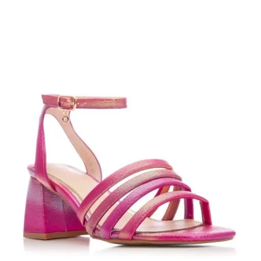 Louiisa Fuschia Metallic Women Moda In Pelle Heeled Sandals