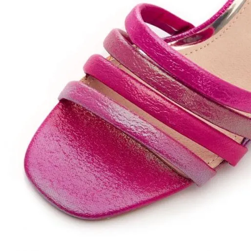 Louiisa Fuschia Metallic Women Moda In Pelle Heeled Sandals