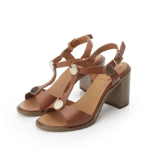 Lusia Tan Leather Women Moda In Pelle Heeled Sandals Lusia Tan Leather Women Moda In Pelle Heeled Sandals