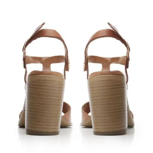 Lusia Tan Leather Women Moda In Pelle Heeled Sandals Lusia Tan Leather Women Moda In Pelle Heeled Sandals