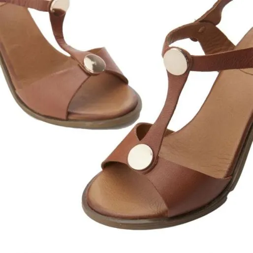 Lusia Tan Leather Women Moda In Pelle Heeled Sandals Lusia Tan Leather Women Moda In Pelle Heeled Sandals
