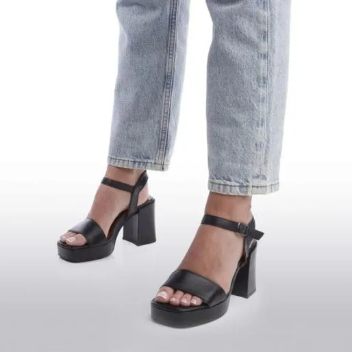 Marciana Black Leather Women Moda In Pelle Heeled Sandals Marciana Black Leather Women Moda In Pelle Heeled Sandals