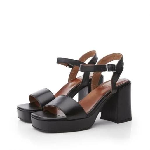 Marciana Black Leather Women Moda In Pelle Heeled Sandals Marciana Black Leather Women Moda In Pelle Heeled Sandals