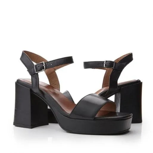 Marciana Black Leather Women Moda In Pelle Heeled Sandals Marciana Black Leather Women Moda In Pelle Heeled Sandals