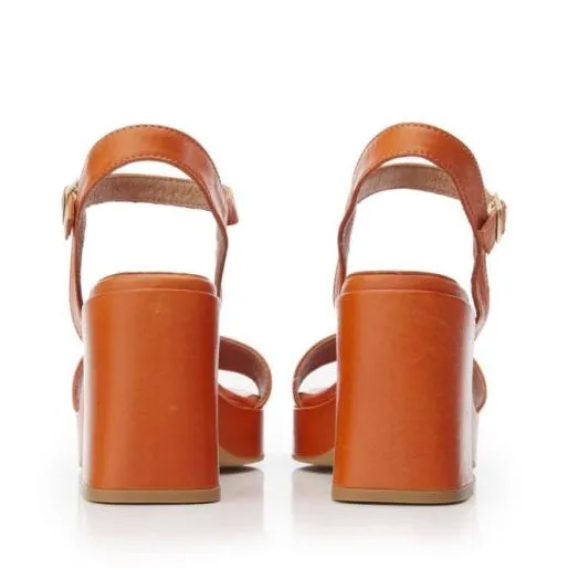 Marciana Orange Leather Women Moda In Pelle Heeled Sandals Marciana Orange Leather Women Moda In Pelle Heeled Sandals