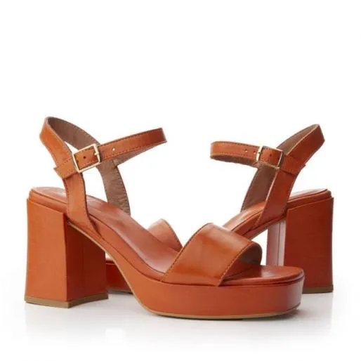 Marciana Orange Leather Women Moda In Pelle Heeled Sandals Marciana Orange Leather Women Moda In Pelle Heeled Sandals