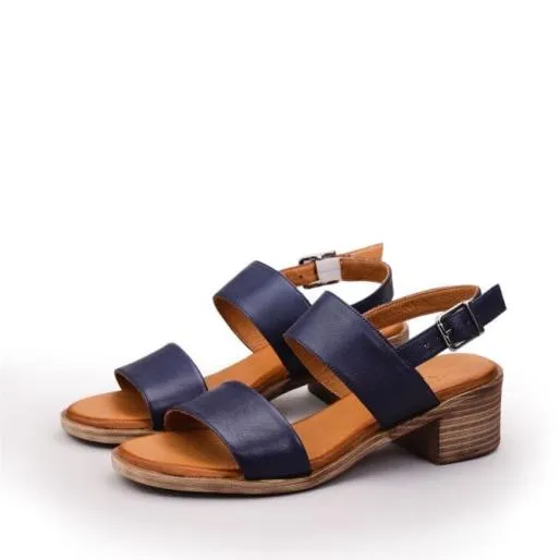Mariana Navy Leather Women Moda In Pelle Heeled Sandals Mariana Navy Leather Women Moda In Pelle Heeled Sandals