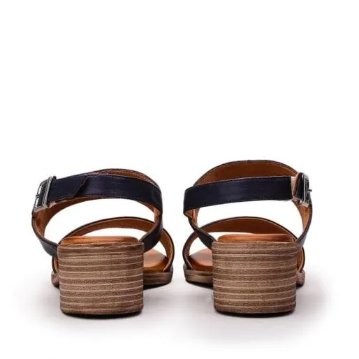 Mariana Navy Leather Women Moda In Pelle Heeled Sandals Mariana Navy Leather Women Moda In Pelle Heeled Sandals