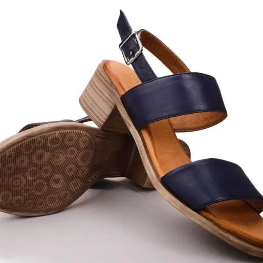 Mariana Navy Leather Women Moda In Pelle Heeled Sandals Mariana Navy Leather Women Moda In Pelle Heeled Sandals