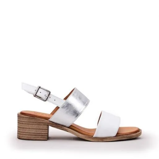 Mariana White Leather Women Moda In Pelle Heeled Sandals
