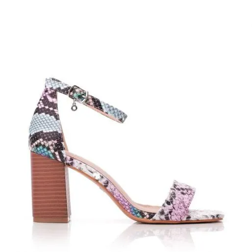Meesha Cameo Snake Print Women Moda In Pelle Heeled Sandals