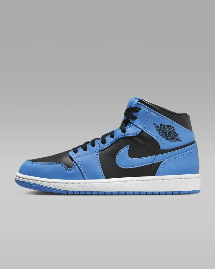 Men Air Jordan 1 Mid University Bluewhiteblack Nike Lifestyle