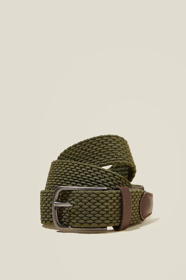 Men Bags and Belts Cotton On Hampton Plait Belt Khakibrown