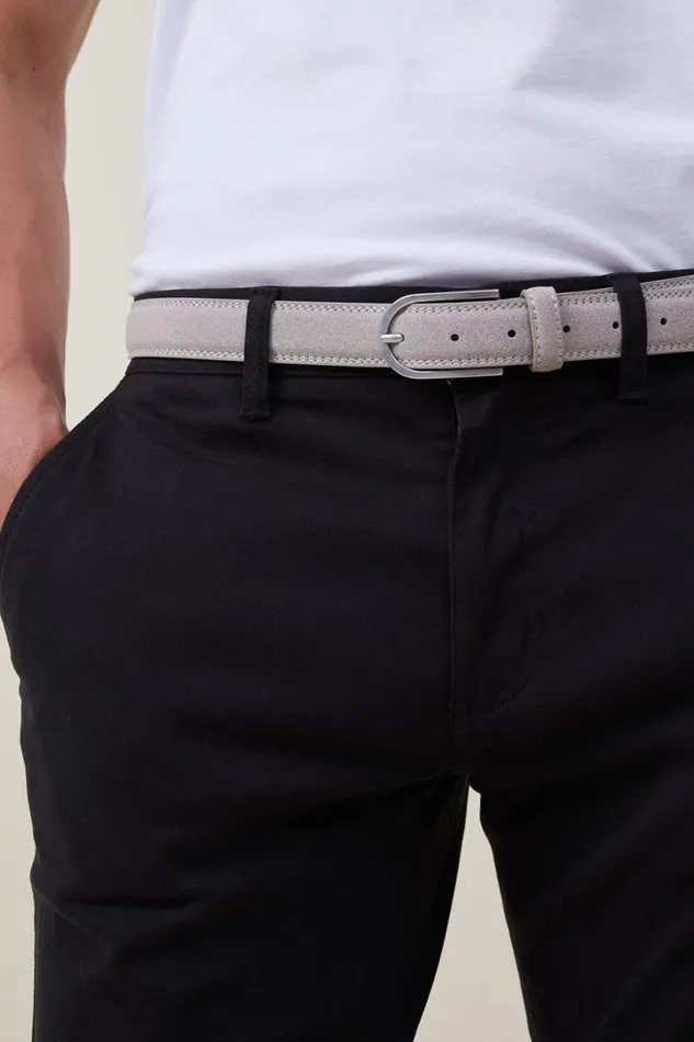 Men Bags and Belts Cotton On Slim Faux Suede Belt Ivory