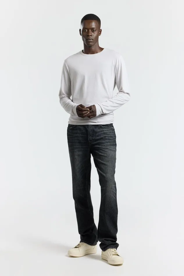 Men Classic Crew Long Sleeve Shirt Vintage White Stone COTTON CITIZEN Shirts