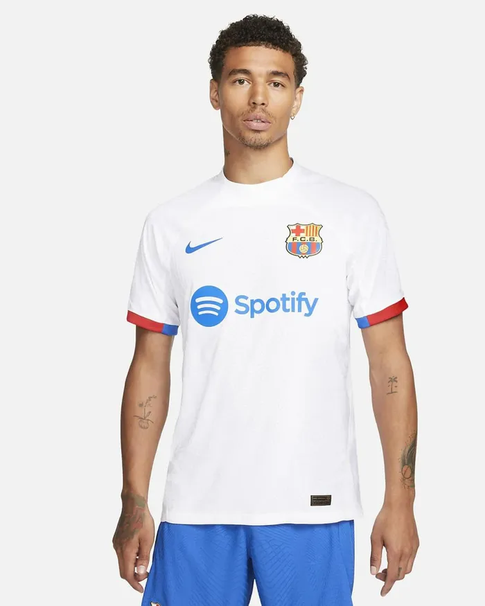 Men FC Barcelona 202324 Match Away Whiteroyal Blueuniversity Redroyal Blue Nike Kits And Jerseys Men FC Barcelona 202324 Match Away Whiteroyal Blueuniversity Redroyal Blue Nike Kits And Jerseys
