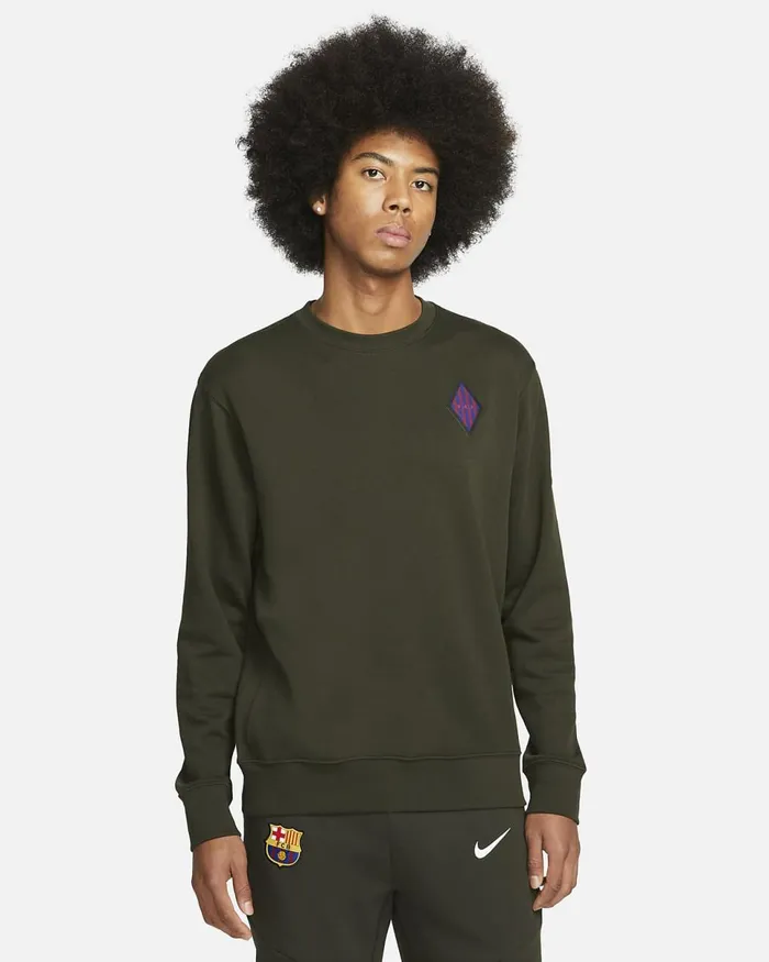 Men FC Barcelona Sequoiablack Nike Hoodies And Sweatshirts