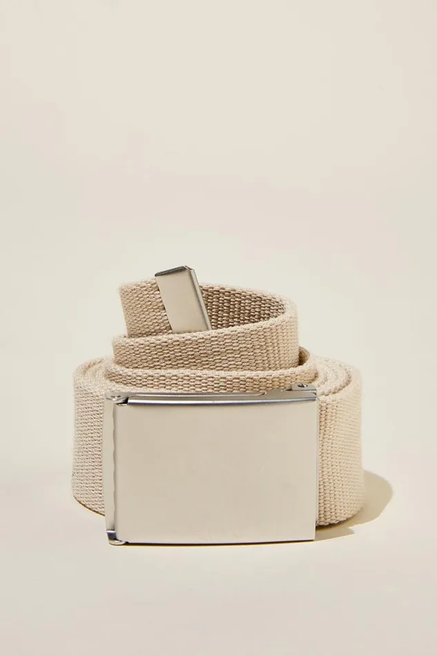 Men Gifting Cotton On Clip Belt Ecrubrushed Silver