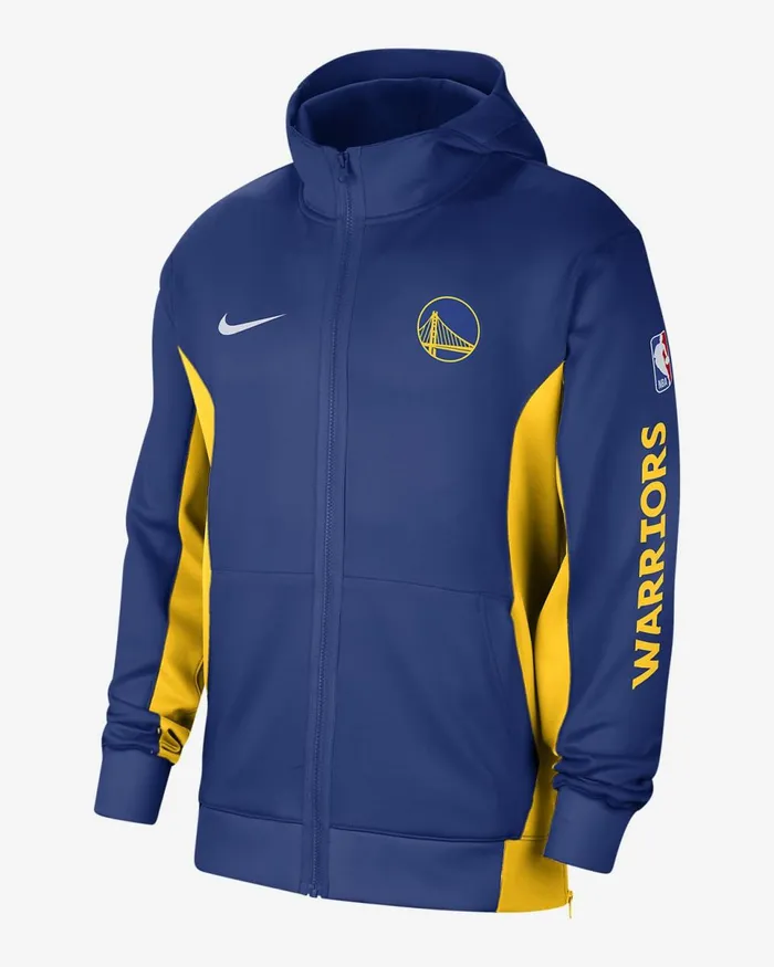 Men Golden State Warriors Showtime Rush Blueamarilloamarillowhite Nike Hoodies And Sweatshirts