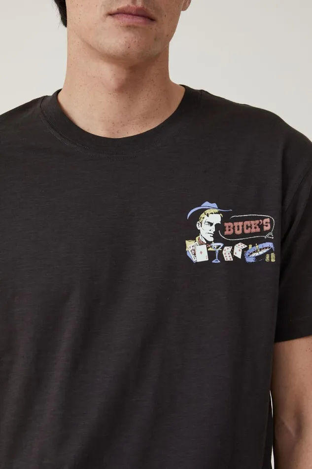 Men Graphic TShirts Cotton On Loose Fit Graphic TShirt Washed Blackbucks