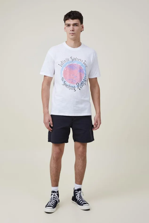 Men Graphic TShirts Cotton On Loose Fit Music TShirt Lcn Mt Whitesmashing Pumpkinsinfinite Sad