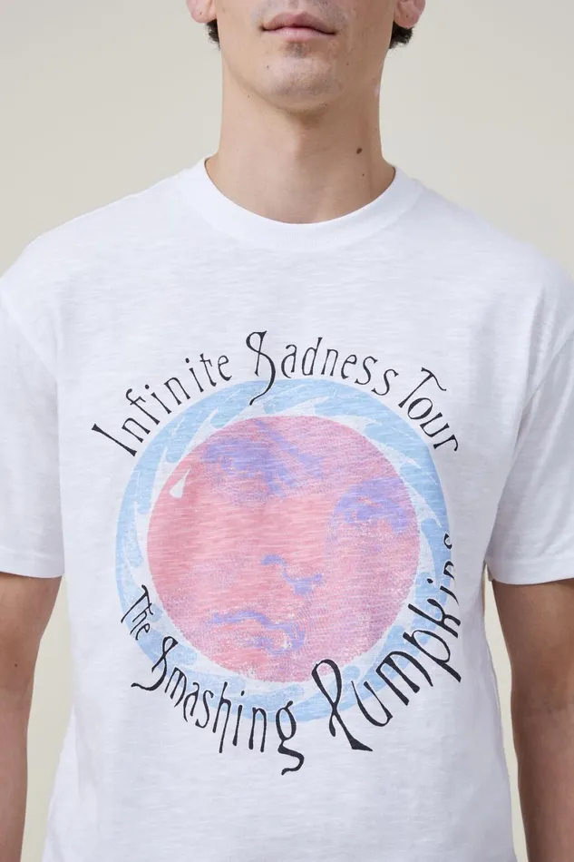 Men Graphic TShirts Cotton On Loose Fit Music TShirt Lcn Mt Whitesmashing Pumpkinsinfinite Sad