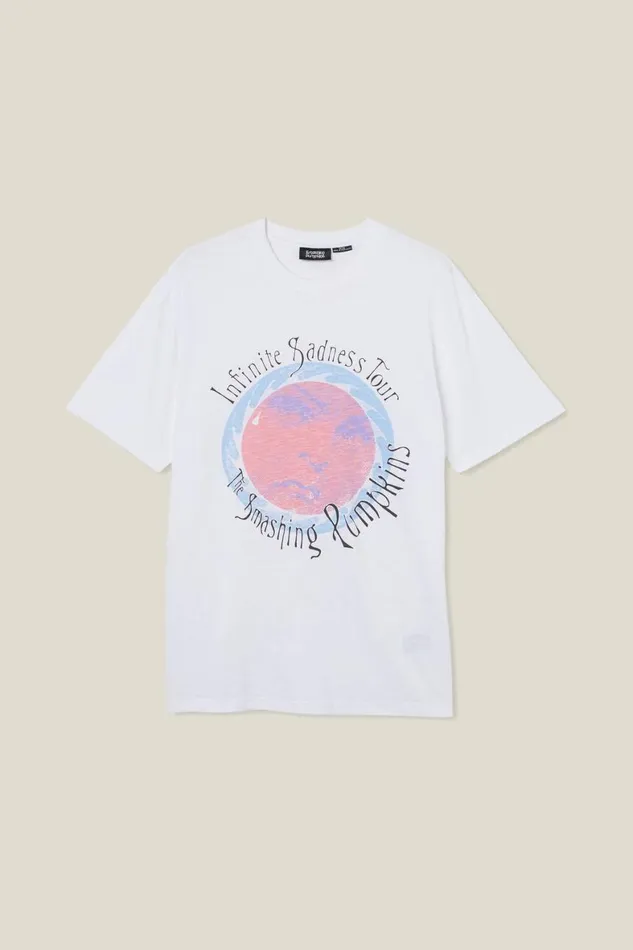 Men Graphic TShirts Cotton On Loose Fit Music TShirt Lcn Mt Whitesmashing Pumpkinsinfinite Sad