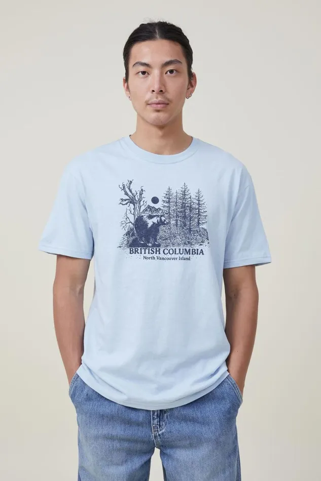 Men Graphic TShirts Cotton On Loose Fit Souvenir TShirt Blue Mistbritish Columbia Men Graphic TShirts Cotton On Loose Fit Souvenir TShirt Blue Mistbritish Columbia