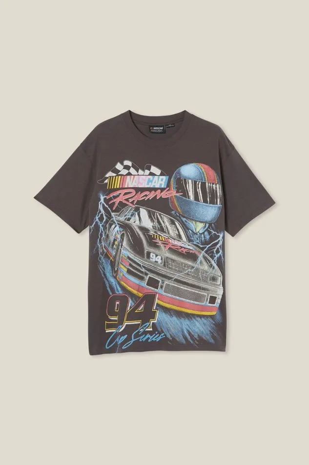 Men Graphic TShirts Cotton On Nascar Loose Fit TShirt Lcn Ncr Faded Slate94 Cup Mega