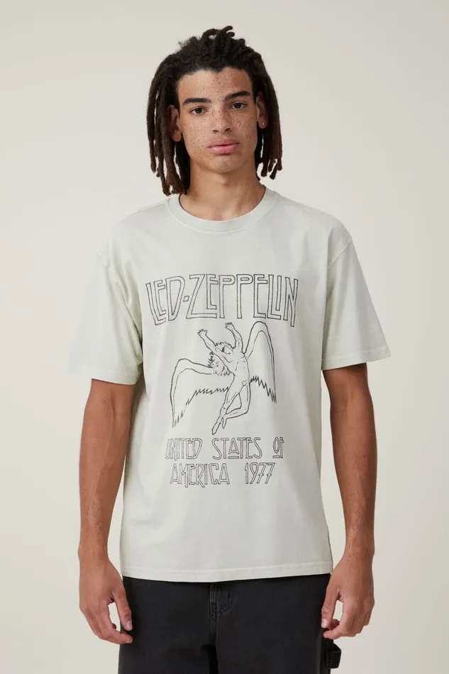 Men Graphic TShirts Cotton On Premium Loose Fit Music TShirt Lcn Led Ivoryled Zeppelinicarus Logo Men Graphic TShirts Cotton On Premium Loose Fit Music TShirt Lcn Led Ivoryled Zeppelinicarus Logo