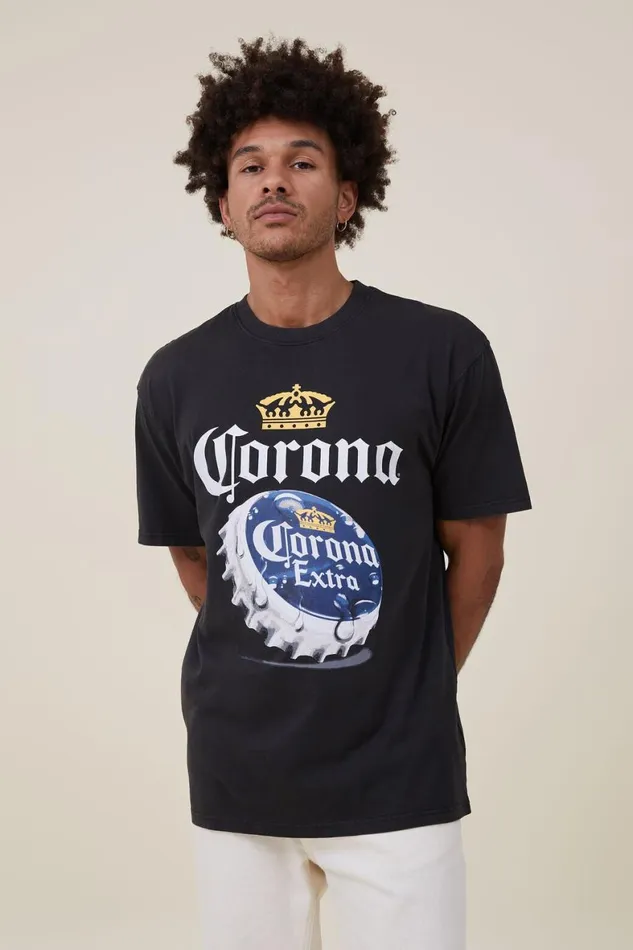 Men Graphic TShirts Cotton On Special Edition TShirt Lcn Cor Washed Blackcoronabottle Cap Men Graphic TShirts Cotton On Special Edition TShirt Lcn Cor Washed Blackcoronabottle Cap