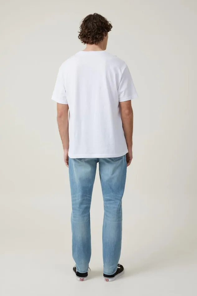 Men Jeans Cotton On Slim Straight Jean Cali Blue Ripped