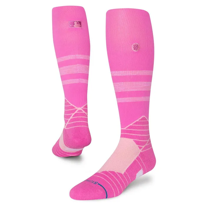 Men MLB X Mothers Day 2024 OTC Socks Pink Stance Over The Calf