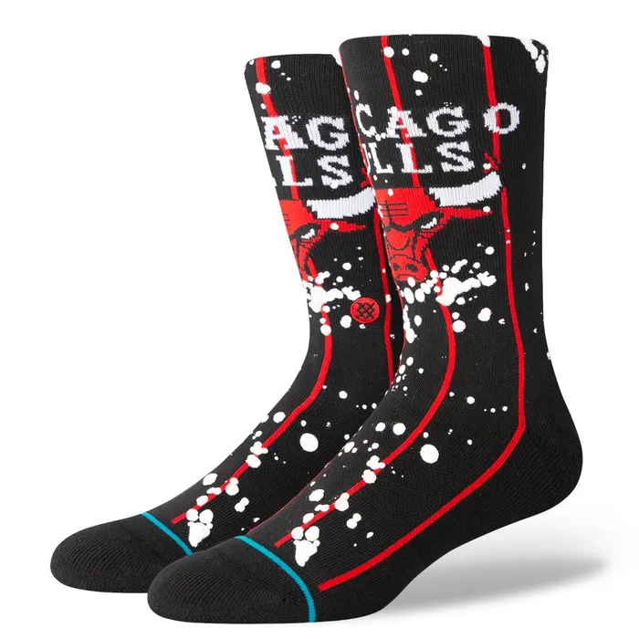 Men NBA X Overspray Crew Socks Chicago Bulls 8211 Black Stance Crew