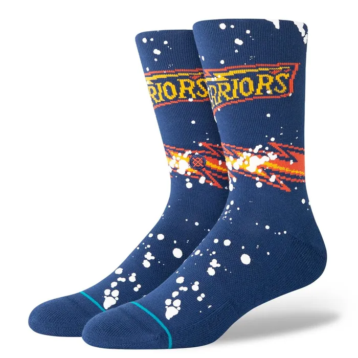 Men NBA X Overspray Crew Socks Golden State Warriors 8211 Navy Stance Crew