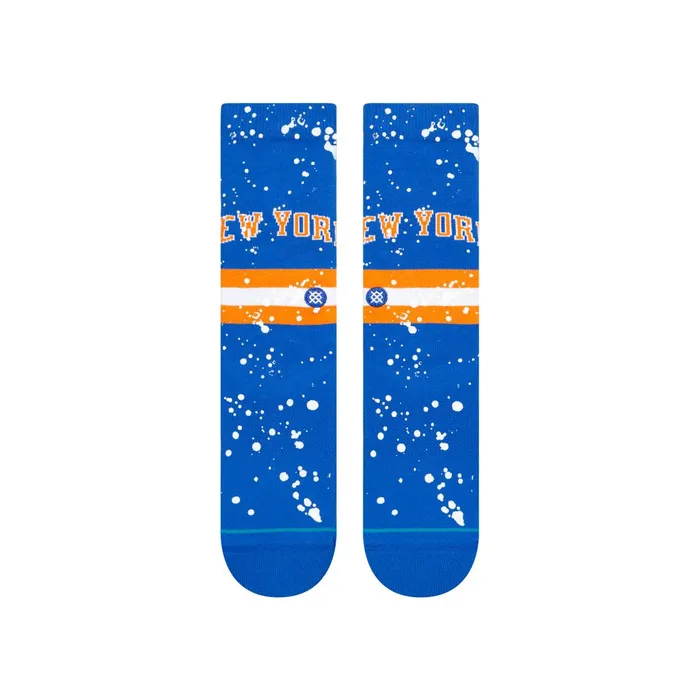 Men NBA X Overspray Crew Socks New York Knicks 8211 Royal Stance Crew