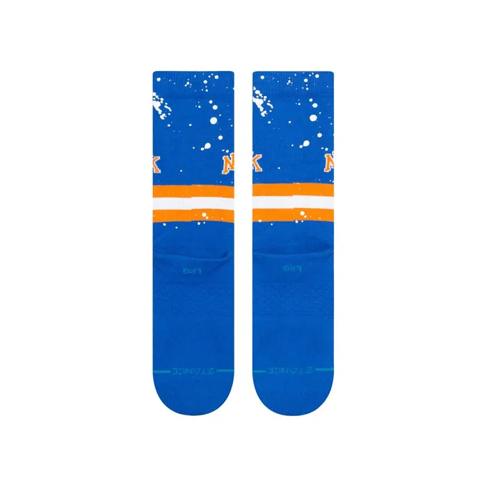 Men NBA X Overspray Crew Socks New York Knicks 8211 Royal Stance Crew