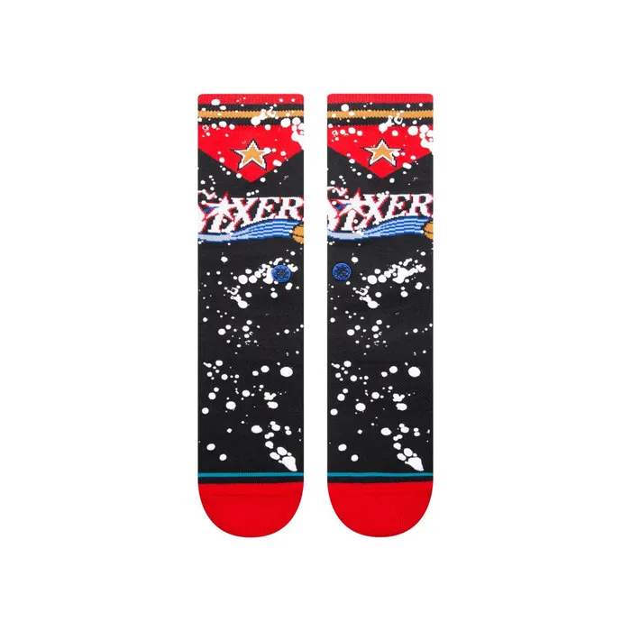 Men NBA X Overspray Crew Socks Philadelphia 76ers 8211 Black Stance Crew