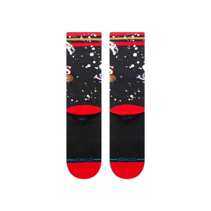 Men NBA X Overspray Crew Socks Philadelphia 76ers 8211 Black Stance Crew